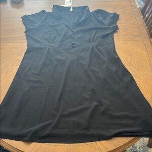 NWT Old Navy Black Sheer Chiffon Layered Collar Cap Sleeve Dress Size XXL